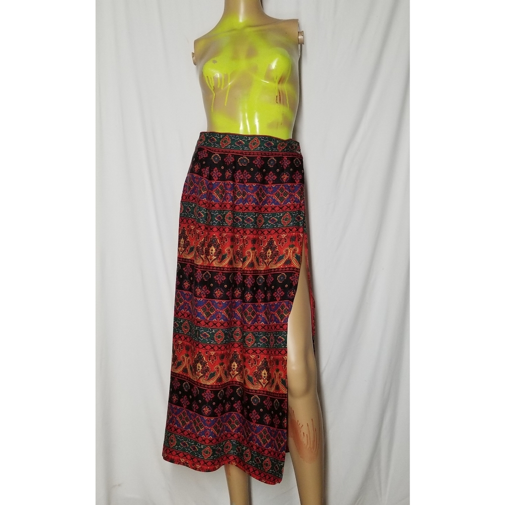 Long decorated hippie skirt wrap around SIZE 4